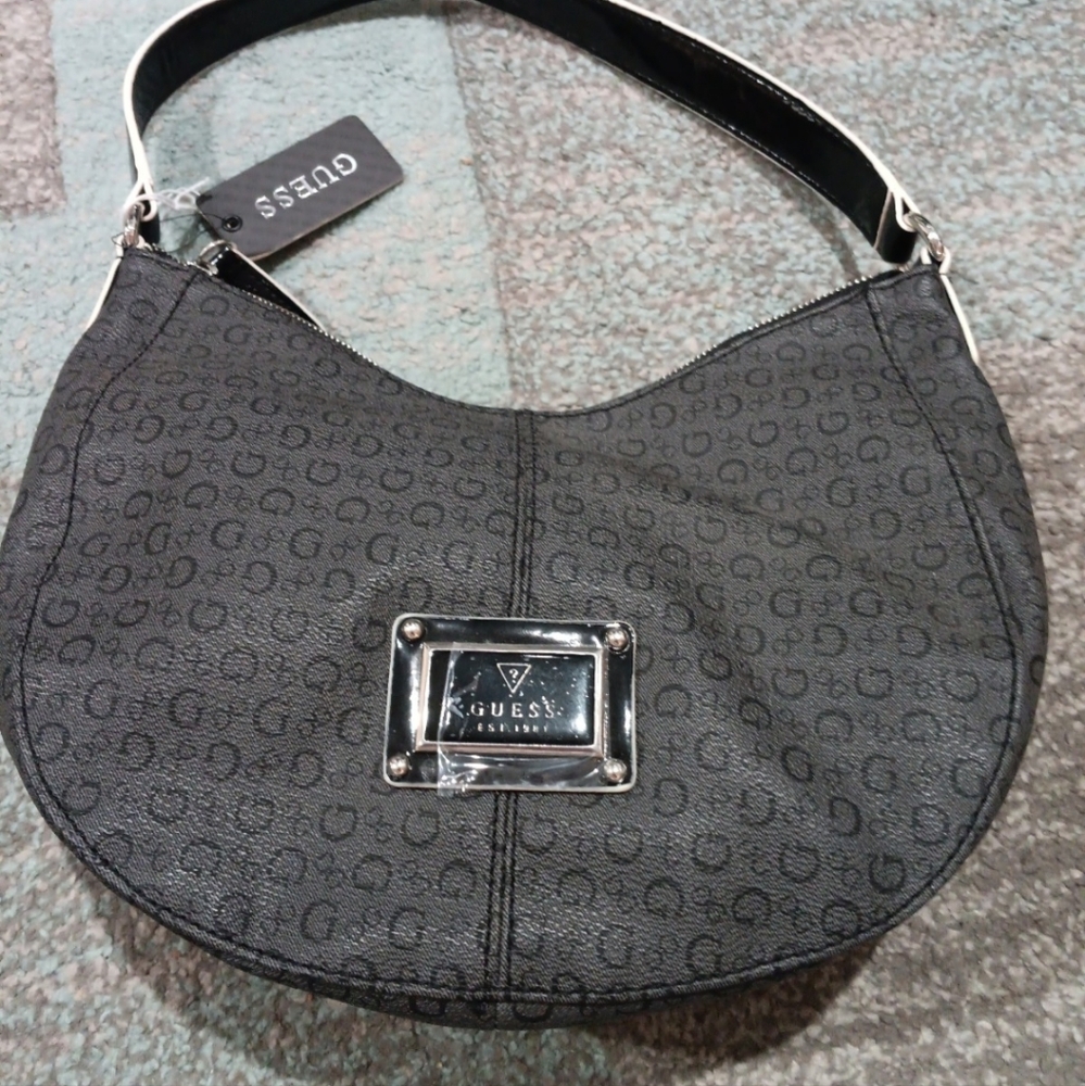 Guess Black Hobo Bag with Textured Finish